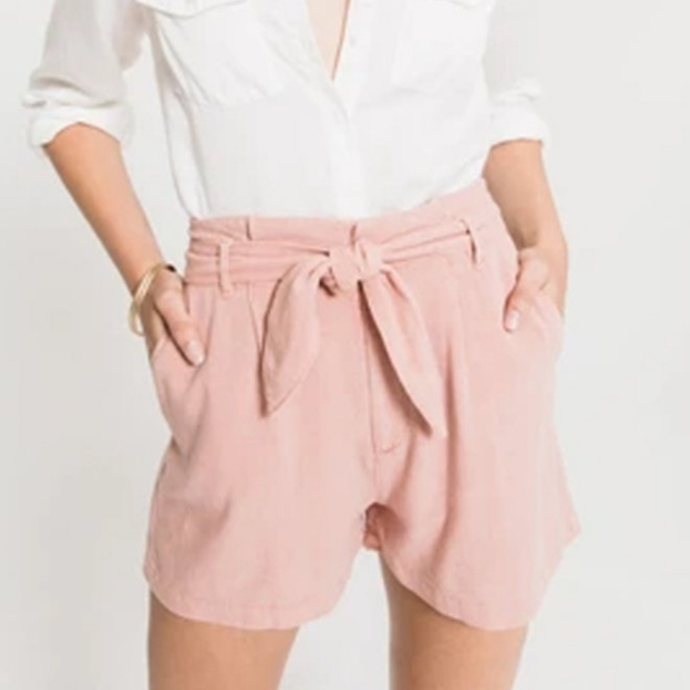NWT Rag Poets Cassinella shorts Archer Arrow blush pink matching belt shorts 27